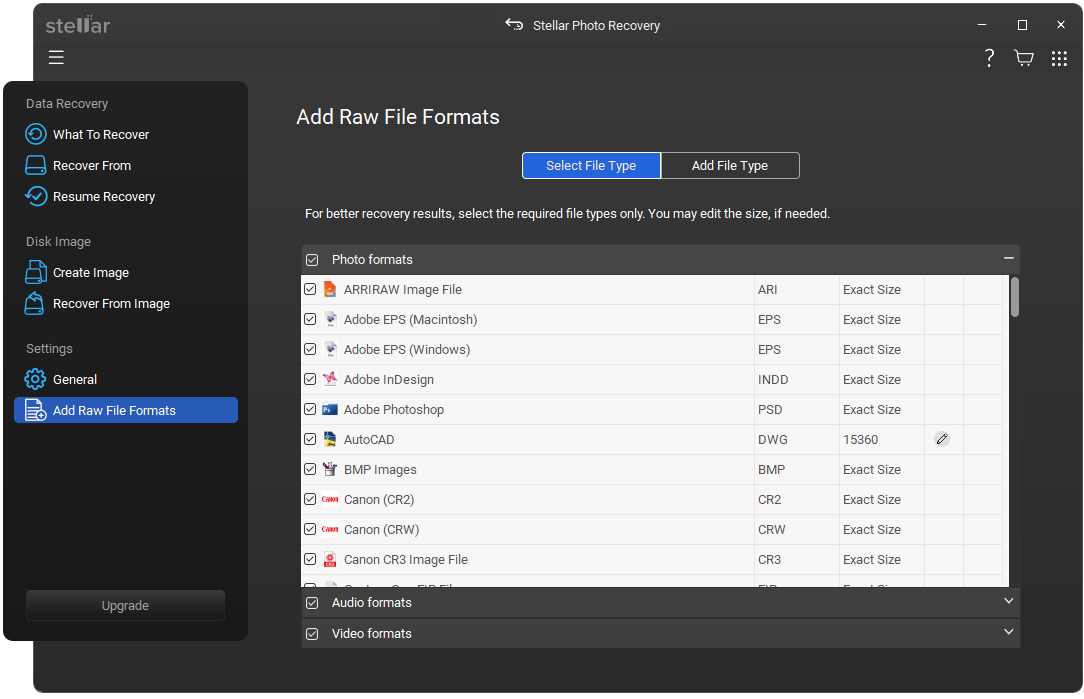 Add raw file formate -1
